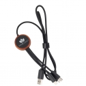 Kabel 3w1 z podświetlanym logo w drewnianej obudowie - LH-ZM04